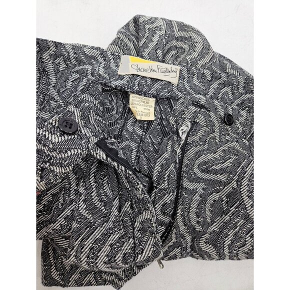 VTG 80s Diane Von Furstenberg Textured Pants Womens 8 Black White - Picture 5 of 5